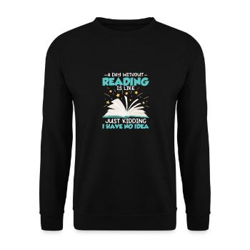 Coole Bücher Lesebuchliebhaber Alphabetisierung Bibliothekar - Unisex Pullover - Schwarz - Vorne - Alina (178cm) & Michal (187cm)