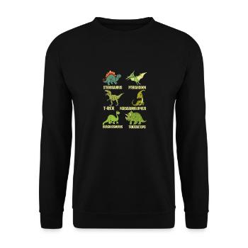 Lustiger Dinosaurier-Spruch T Rex Dino - Unisex Pullover - Schwarz - Vorne - Alina (178cm) & Michal (187cm)