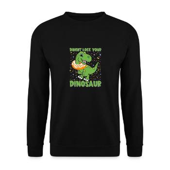 Lustiger Dinosaurier-Spruch T Rex Dino - Unisex Pullover - Schwarz - Vorne - Alina (178cm) & Michal (187cm)