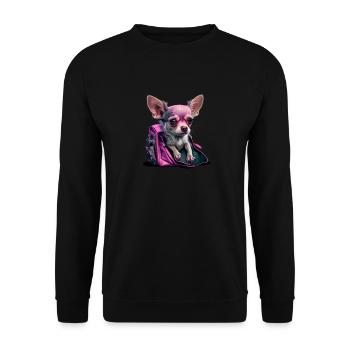 Pink Chihuahua | Rosa Handtasche Welpe Girlie - Unisex Pullover - Schwarz - Vorne - Alina (178cm) & Michal (187cm)