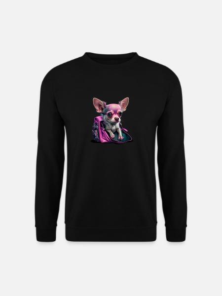 Pink Chihuahua | Rosa Handtasche Welpe Girlie - Unisex Pullover - Schwarz