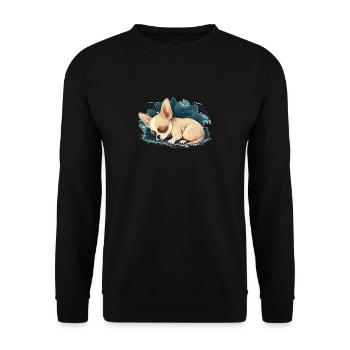 Chihuahua | Schlaf Nacht Pyjama Sonntag Niedlich - Unisex Pullover - Schwarz - Vorne - Alina (178cm) & Michal (187cm)