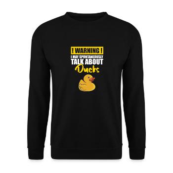 I May Spontaneously Talk About Rubber Ducks Duckli - Unisex Sweatshirt - black - Front - Alina (178cm) & Michal (187cm)