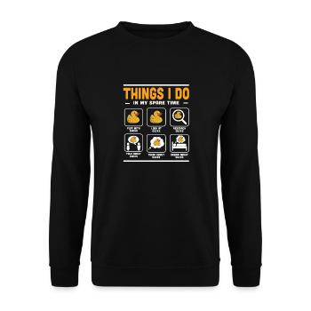 Rubber Duck Duckling Funny Things I Do In My Spare - Unisex Pullover - Schwarz - Vorne - Alina (178cm) & Michal (187cm)