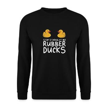 Yellow Duckie Duckling Funny Stop Staring At My Ru - Unisex Sweatshirt - black - Front - Alina (178cm) & Michal (187cm)
