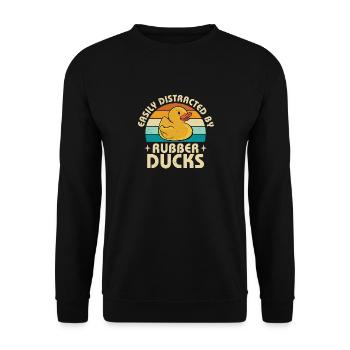 Retro Easily Distracted By Rubber Ducks Duckling V - Unisex Sweatshirt - black - Front - Alina (178cm) & Michal (187cm)