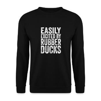 Easily Excited By Rubber Ducks Yellow Bath Duckie - Unisex Sweatshirt - black - Front - Alina (178cm) & Michal (187cm)