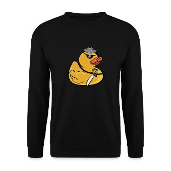 Pirate Rubber Duck Kids Cute Yellow Bath Duckie Du - Unisex Sweatshirt - black - Front - Alina (178cm) & Michal (187cm)