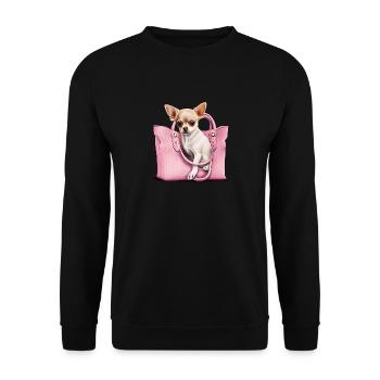 Pink Chihuahua | Rosa Handtasche Welpe Girlie - Unisex Pullover - Schwarz - Vorne - Alina (178cm) & Michal (187cm)