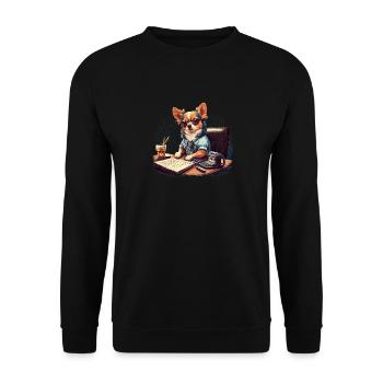 Chihuahua | Home Office Job Work Laptop Tie Funny - Unisex Sweatshirt - black - Front - Alina (178cm) & Michal (187cm)