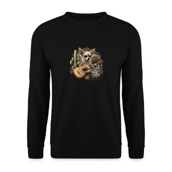 Chihuahua | Aloha Ukulélé Hawaï Guitare Chien - Sweat-shirt Unisexe - noir - Devant - Alina (178cm) & Michal (187cm)