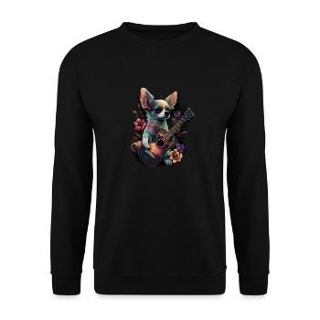 Chihuahua | Aloha Ukulélé Hawaï Guitare Chien - Sweat-shirt Unisexe - noir - Devant - Alina (178cm) & Michal (187cm)