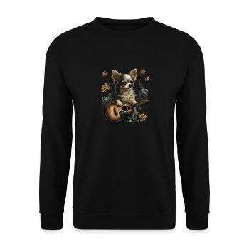 Chihuahua | Aloha Ukulele Hawaii Gitarre Lustiger - Unisex Pullover - Schwarz - Vorne - Alina (178cm) & Michal (187cm)