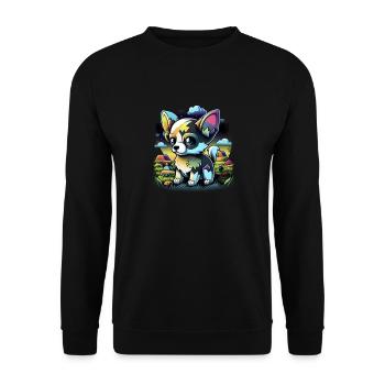 Chihuahua | Gaming Gamer Funny Comic Videogame - Unisex Sweatshirt - black - Front - Alina (178cm) & Michal (187cm)