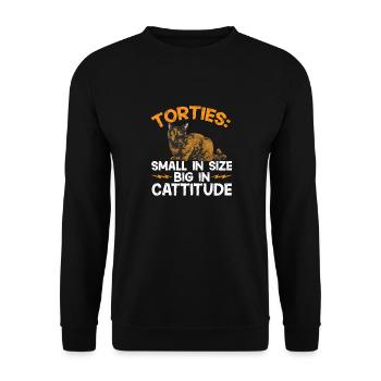 Schildpatt Katze Tortoiseshell Cat Tortie - Unisex Pullover - Schwarz - Vorne - Alina (178cm) & Michal (187cm)