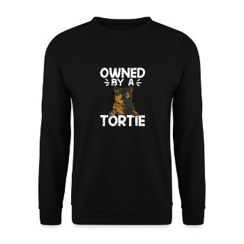 Schildpatt Katze Tortoiseshell Cat Tortie - Unisex Pullover - Schwarz - Vorne - Alina (178cm) & Michal (187cm)
