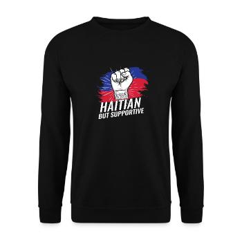 Pas haïtien mais soutient Haïti Pays drapeau - Sweat-shirt Unisexe - noir - Devant - Alina (178cm) & Michal (187cm)