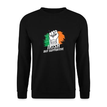 Not Irish But Supportive Ireland Flag Country - Unisex Pullover - Schwarz - Vorne - Alina (178cm) & Michal (187cm)