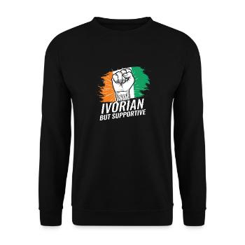 Not Ivorian But Supportive Ivory Coast Flag - Unisex Sweatshirt - black - Front - Alina (178cm) & Michal (187cm)
