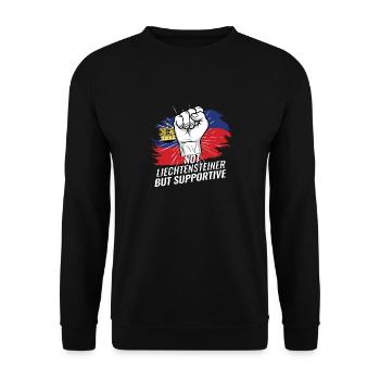 Not Liechtensteiner But Supportive Liechtenstein - Unisex Pullover - Schwarz - Vorne - Alina (178cm) & Michal (187cm)