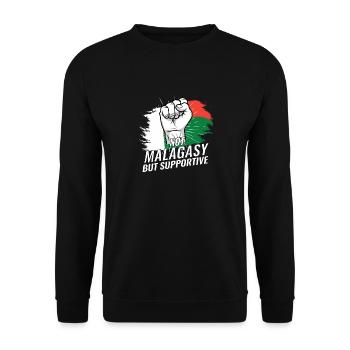 Not Malagasy But Supportive Madagascar Flag - Unisex Sweatshirt - black - Front - Alina (178cm) & Michal (187cm)