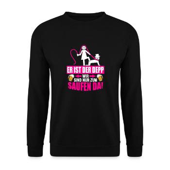 Junggesellenabschied Poltern Polterabend JGA - Unisex Pullover - Schwarz - Vorne - Alina (178cm) & Michal (187cm)