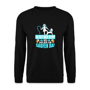 Junggesellenabschied Poltern Polterabend JGA - Unisex Pullover - Schwarz - Vorne - Alina (178cm) & Michal (187cm)