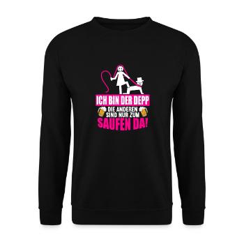 Junggesellenabschied Poltern Polterabend JGA - Unisex Pullover - Schwarz - Vorne - Alina (178cm) & Michal (187cm)