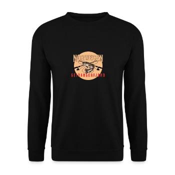 Angelurlaub Angeltour in Norwegen Geirangerfjord - Unisex Pullover - Schwarz - Vorne - Alina (178cm) & Michal (187cm)