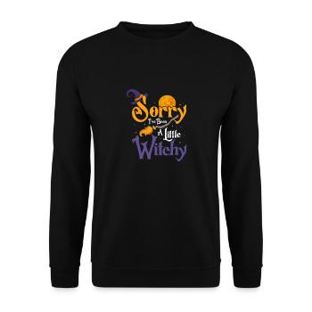 Halloween Kostüm Lustiger Halloween Spruch - Unisex Pullover - Schwarz - Vorne - Alina (178cm) & Michal (187cm)