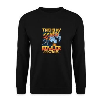 Halloween Kostüm Lustiger Halloween Spruch - Unisex Pullover - Schwarz - Vorne - Alina (178cm) & Michal (187cm)