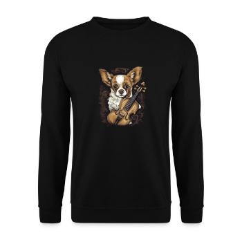 Chihuahua | Aloha Ukulélé Hawaï Guitare Chien - Sweat-shirt Unisexe - noir - Devant - Alina (178cm) & Michal (187cm)