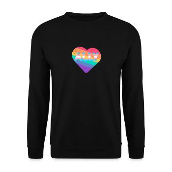 Ally Rainbow Flag Heart pour le jeu de mots LGBT transgenre - Sweat-shirt Unisexe - noir - Devant - Alina (178cm) & Michal (187cm)