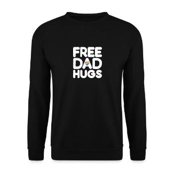 Kostenlos Papa Umarmungen Regenbogen Gay Pride LGBT Bisexuell Wortspiel - Unisex Pullover - Schwarz - Vorne - Alina (178cm) & Michal (187cm)
