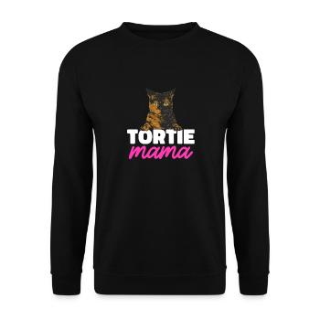 Schildpatt Katze Tortoiseshell Cat Tortie - Unisex Pullover - Schwarz - Vorne - Alina (178cm) & Michal (187cm)
