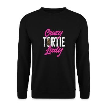 Schildpatt Katze Tortoiseshell Cat Tortie - Unisex Pullover - Schwarz - Vorne - Alina (178cm) & Michal (187cm)