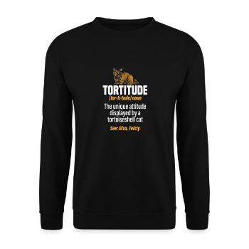 Schildpatt Katze Tortoiseshell Cat Tortie - Unisex Pullover - Schwarz - Vorne - Alina (178cm) & Michal (187cm)