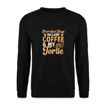 Schildpatt Katze Tortoiseshell Cat Tortie - Unisex Pullover - Schwarz - Vorne - Alina (178cm) & Michal (187cm)