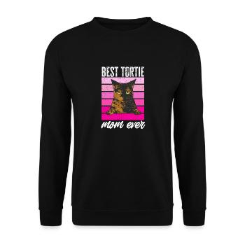 Schildpatt Katze Tortoiseshell Cat Tortie - Unisex Pullover - Schwarz - Vorne - Alina (178cm) & Michal (187cm)