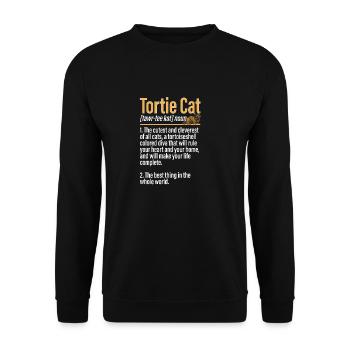 Schildpatt Katze Tortoiseshell Cat Tortie - Unisex Pullover - Schwarz - Vorne - Alina (178cm) & Michal (187cm)