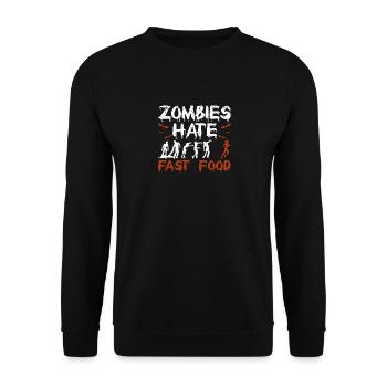 Zombies Hate Fast Food Funny Halloween Runners - Unisex Sweatshirt - black - Front - Alina (178cm) & Michal (187cm)