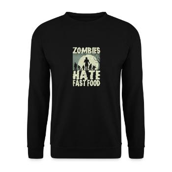 Zombies Hate Fast Food Funny Halloween Runners - Unisex Sweatshirt - black - Front - Alina (178cm) & Michal (187cm)