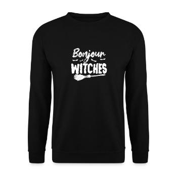 Bonjour Hexen Lustige Halloween Party Hexe Trick - Unisex Pullover - Schwarz - Vorne - Alina (178cm) & Michal (187cm)