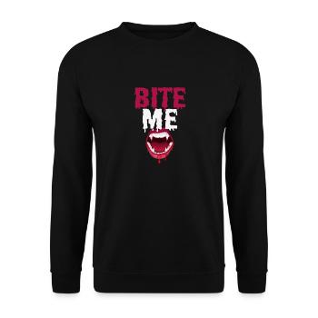 Bite Me Halloween Vampire Bloody Teeth - Unisex Sweatshirt - black - Front - Alina (178cm) & Michal (187cm)