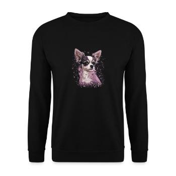 Chihuahua | Pink Jolie Rose Maman Femme ignon - Sweat-shirt Unisexe - noir - Devant - Alina (178cm) & Michal (187cm)