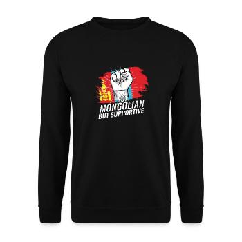 Pas mongol mais soutien au drapeau mongol - Sweat-shirt Unisexe - noir - Devant - Alina (178cm) & Michal (187cm)