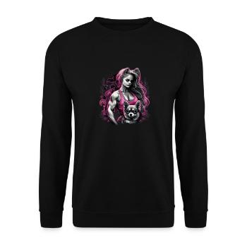 Pink Chihuahua | Fitness Girl Gym Sport Dumbbell - Unisex Sweatshirt - black - Front - Alina (178cm) & Michal (187cm)