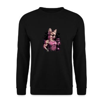 Pink Chihuahua | Fitness Girl Gym Sport Dumbbell - Unisex Sweatshirt - black - Front - Alina (178cm) & Michal (187cm)