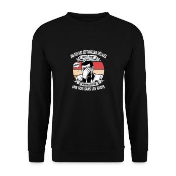 Einmal mit Profis, einmal ohne Idioten - Unisex Pullover - Schwarz - Vorne - Alina (178cm) & Michal (187cm)
