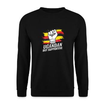Not Ugandan But Supportive Uganda Flag Country - Unisex Sweatshirt - black - Front - Alina (178cm) & Michal (187cm)